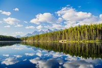 Framed Scenic Landscape Reflecting In Lake At Banff National Park, Alberta, Canada