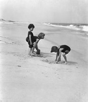 Framed 3 Kids Playing In The Sand On The New Jersey Shore