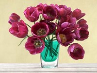 Framed Red Tulips in a Glass Vase