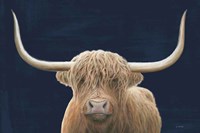 Framed Highland Cow Navy