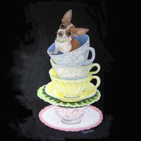 Framed Chihuahua Teacups