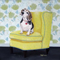 Framed Beagle on Yellow