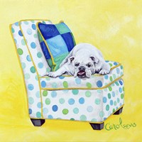 Framed 'Bulldog on Polka Dots' border=