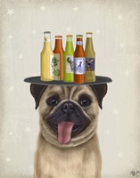 Framed Pug Fawn Beer Lover