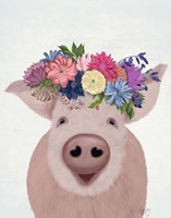 Framed Pig and Flower Crown