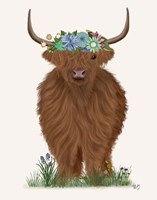 Framed Highland Cow with Flower Crown 2, Full