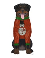 Framed Christmas Des - Rottweiler in Christmas Sweater