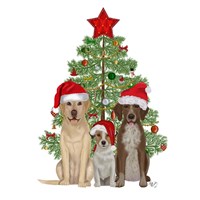Framed Christmas Des - Dog Trio Christmas Tree