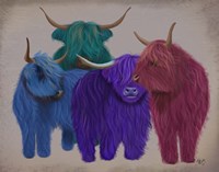 Framed Highland Cows, Multicoloured Herd