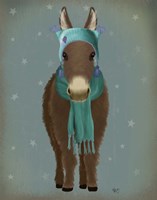 Framed Donkey Blue Hat and Scarf