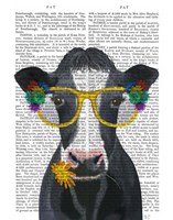 Framed Cow and Flower Glasses Book Print