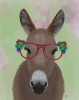 Framed Donkey Red Flower Glasses