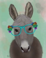 Framed Donkey Turquoise Flower Glasses