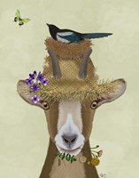 Framed Goat In Straw Hat