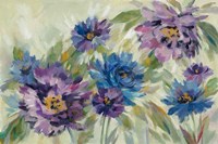 Framed Bold Blue and Lavender Flowers