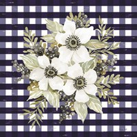 Framed 'Navy Floral I' border=