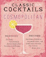 Framed Classic Cocktails Cosmopolitan Pink