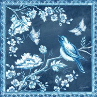 Framed Chinoiserie Tile Blue II