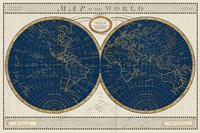 Framed Torkingtons World Map Indigo Globes