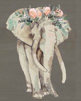 Framed 'Flower Crown Elephant I' border=