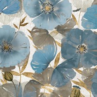 Framed 'Blue and Gold Poppies II' border=