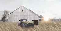 Framed Navy Blue Truck with Flowers