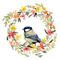 Framed 'Springtime Wreath & Bird II' border=