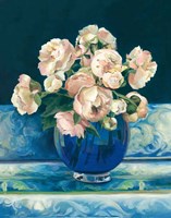 Framed Peonies in Cobalt Vase No Fruit