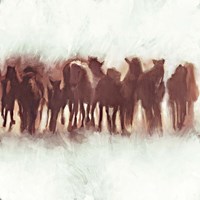 Framed Team of Brown Horses Running