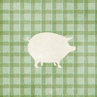 Framed 'Farm Pig on Plaid' border=