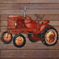 Framed Tractor on Wood II