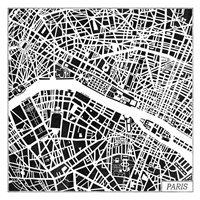 Framed 'Paris Map Black' border=