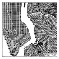 Framed New York Map Black