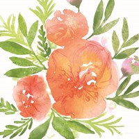 Framed 'Peachy Floral I' border=