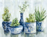 Framed Chinoiserie Plants Bright