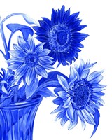 Framed 'China Sunflowers blue I' border=