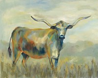 Framed Colorful Longhorn Cow