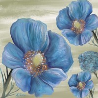 Framed 'Blue Poppies 2' border=