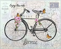Framed 'Vintage Bicycle with Map A' border=