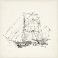 Framed Antique Ship Sketch II