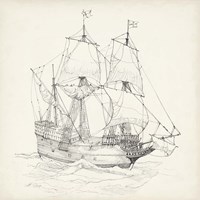 Framed 'Antique Ship Sketch IV' border=