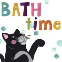 Framed 'Cute Cat Bath IV' border=