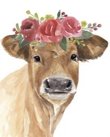 Framed Flowered Cow I