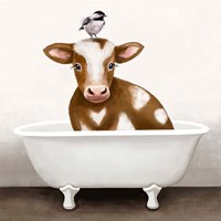 Framed 'Cow in Bathtub' border=