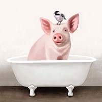 Framed 'Pig in Bathtub' border=