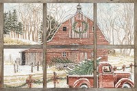 Framed Christmas Barn View