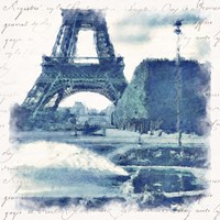 Framed 'Paris in Blue I' border=