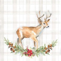 Framed 'Holiday Woodland Garland on Plaid II' border=