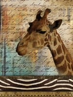 Framed Madagascar Safari with Blue I (Giraffe)