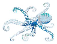Framed Azul Dotted Octopus II